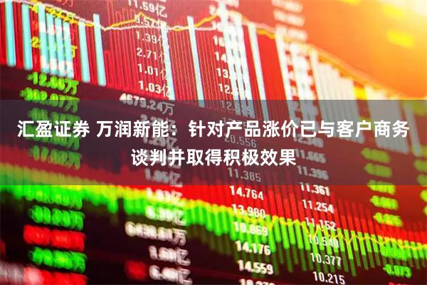 汇盈证券 万润新能：针对产品涨价已与客户商务谈判并取得积极效果
